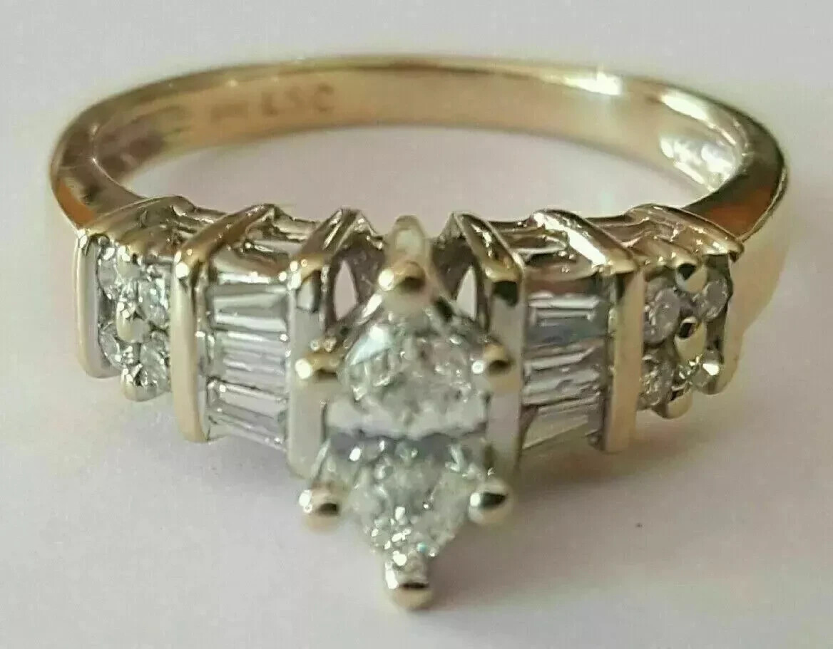 3Ct Marquise Cut Lab Created Diamond Women's Engagement Ring 14K Yellow Gold FN 3Ct Marquise Cut Lab Created Diamond Women's Engagement Ring 14K Yellow Gold FN