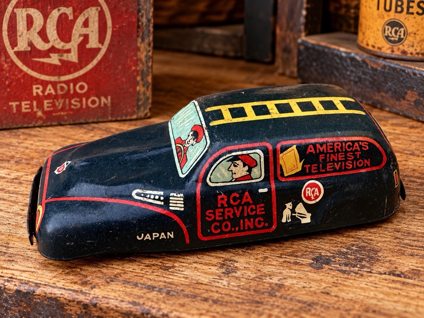 Vintage Marx Toys Line RCA Service Co. 1370 TV Repair Man Tin Vehicle JAPAN