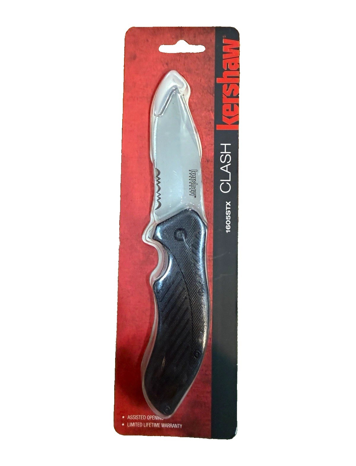 Kershaw Clash 1605STX Pocketknife Assisted Opening Combo Edge Clip Point Black Kershaw Clash 1605STX Pocketknife Assisted Opening Combo Edge Clip Point Black