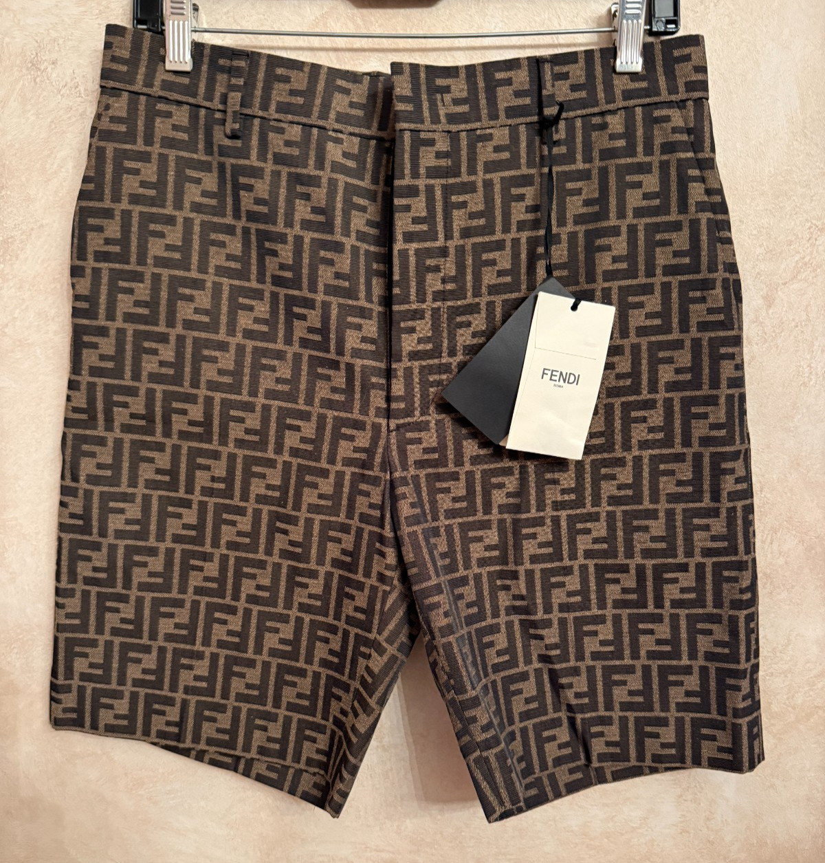 AUTH Fendi Zucca FF Logo Bermuda Shorts SZ 44/8 NWT