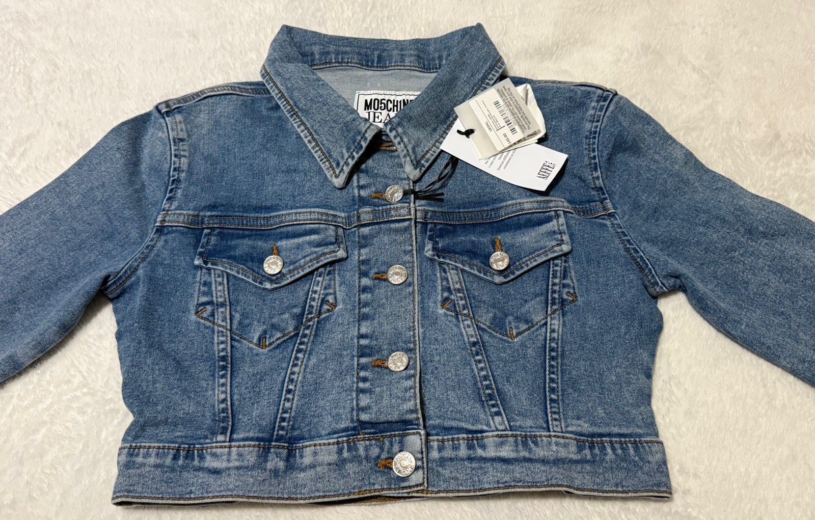Moschino Jeans Denim cropped short jacket, size Medium
