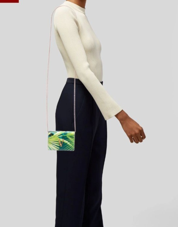 Versace Virtus Mini Jungle Print Leather Crossbody Bag With Chain Strap