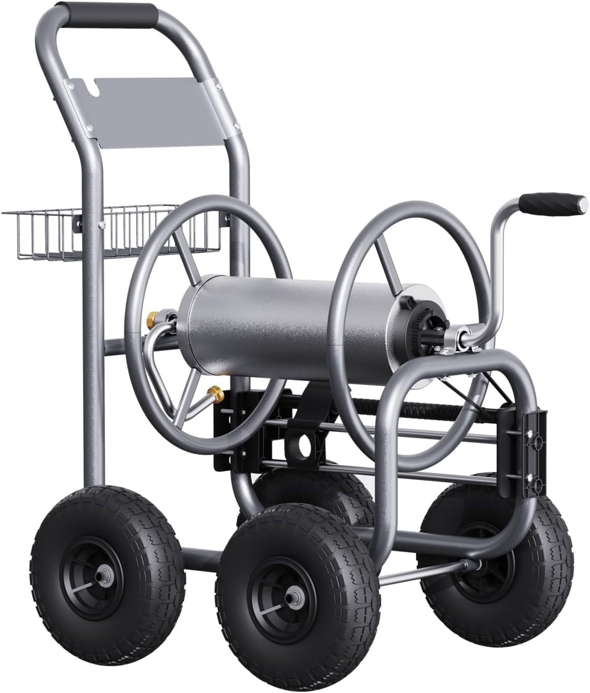 Giraffe Tools Metal Industrial Garden Hose Reel Cart with Wheels 5/8