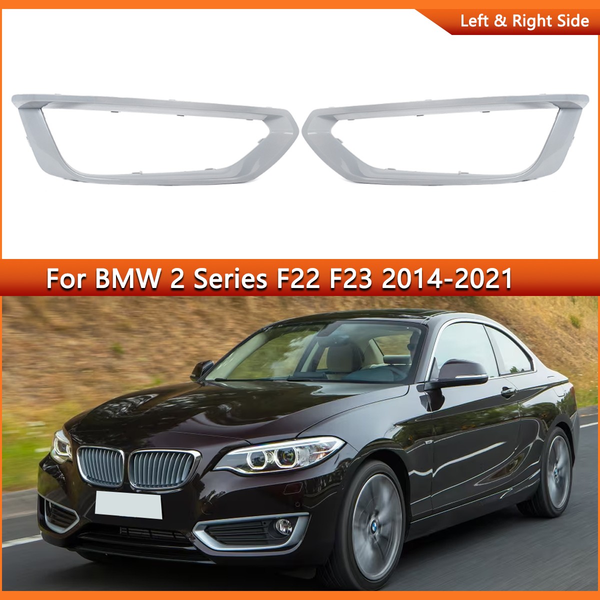 For 2014-2021 BMW F22 F23 228i 230i Front Fog Light Cover Molding Trims LH+RH