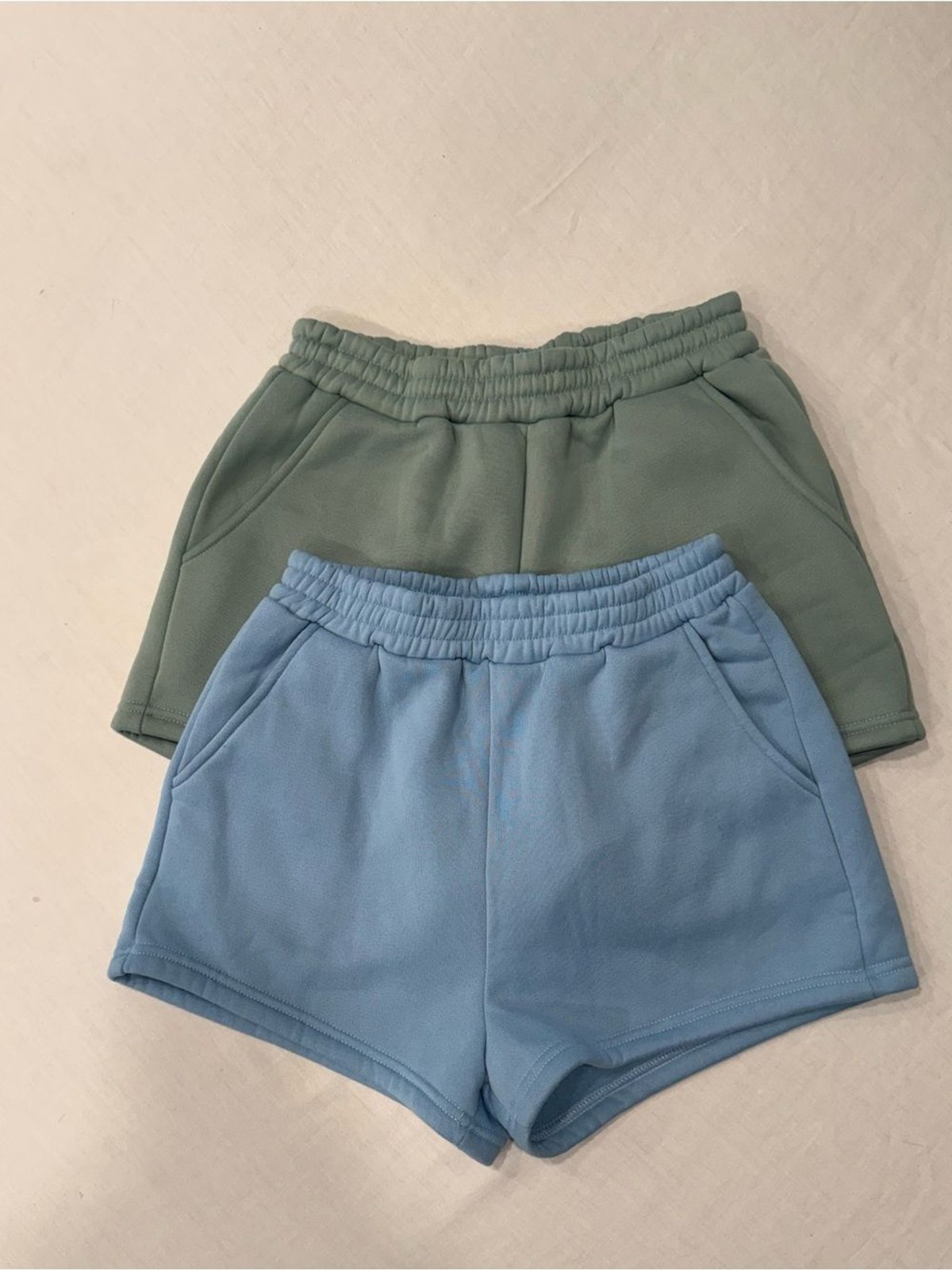 NWOT SHEIN Fleece Lined Sweat Shorts Lot Sage Green & Blue Size S