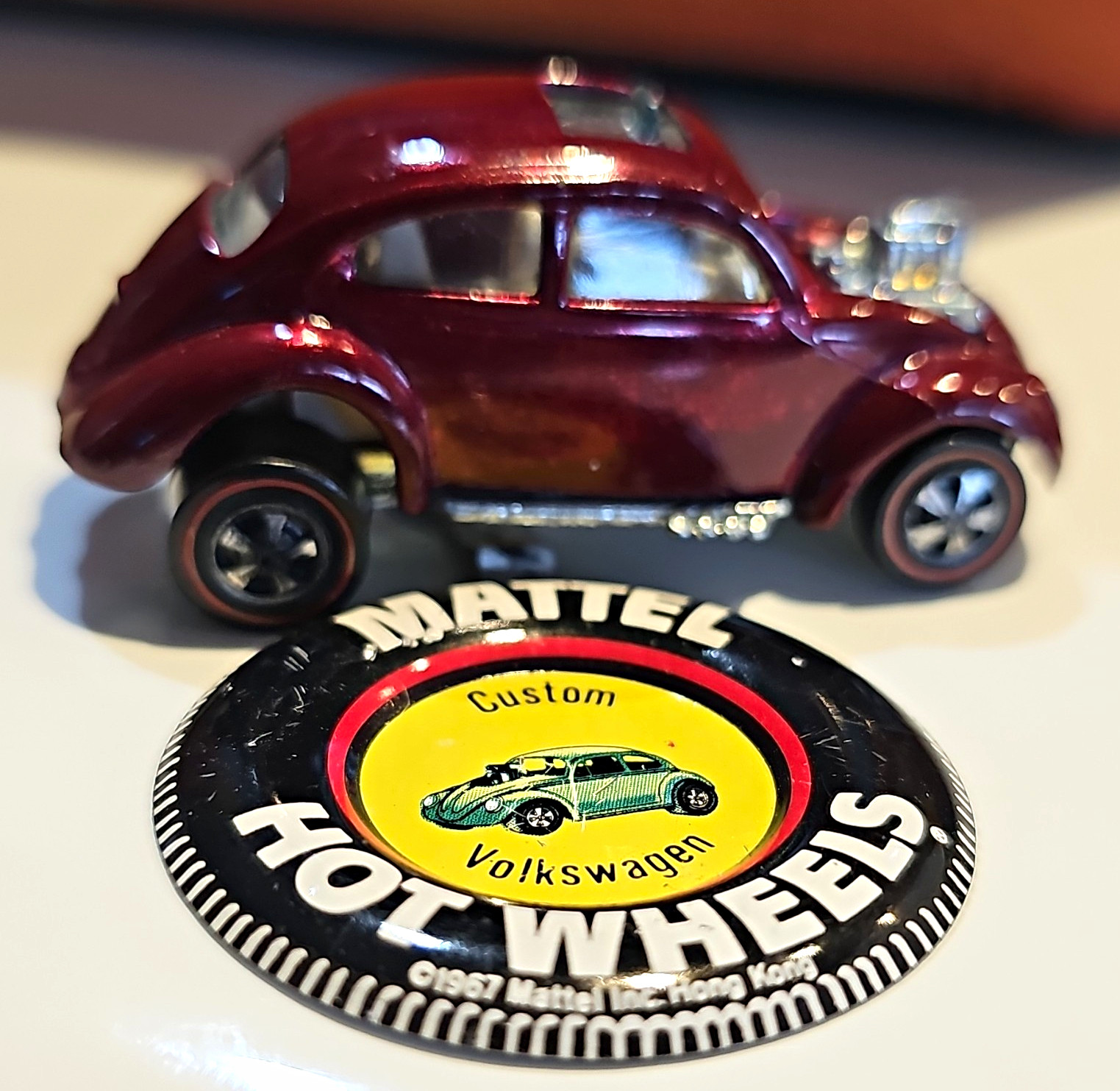 Vintage Hot Wheels Redline 1968 Custom Volkswagen USA Rose Champagne Interior NM