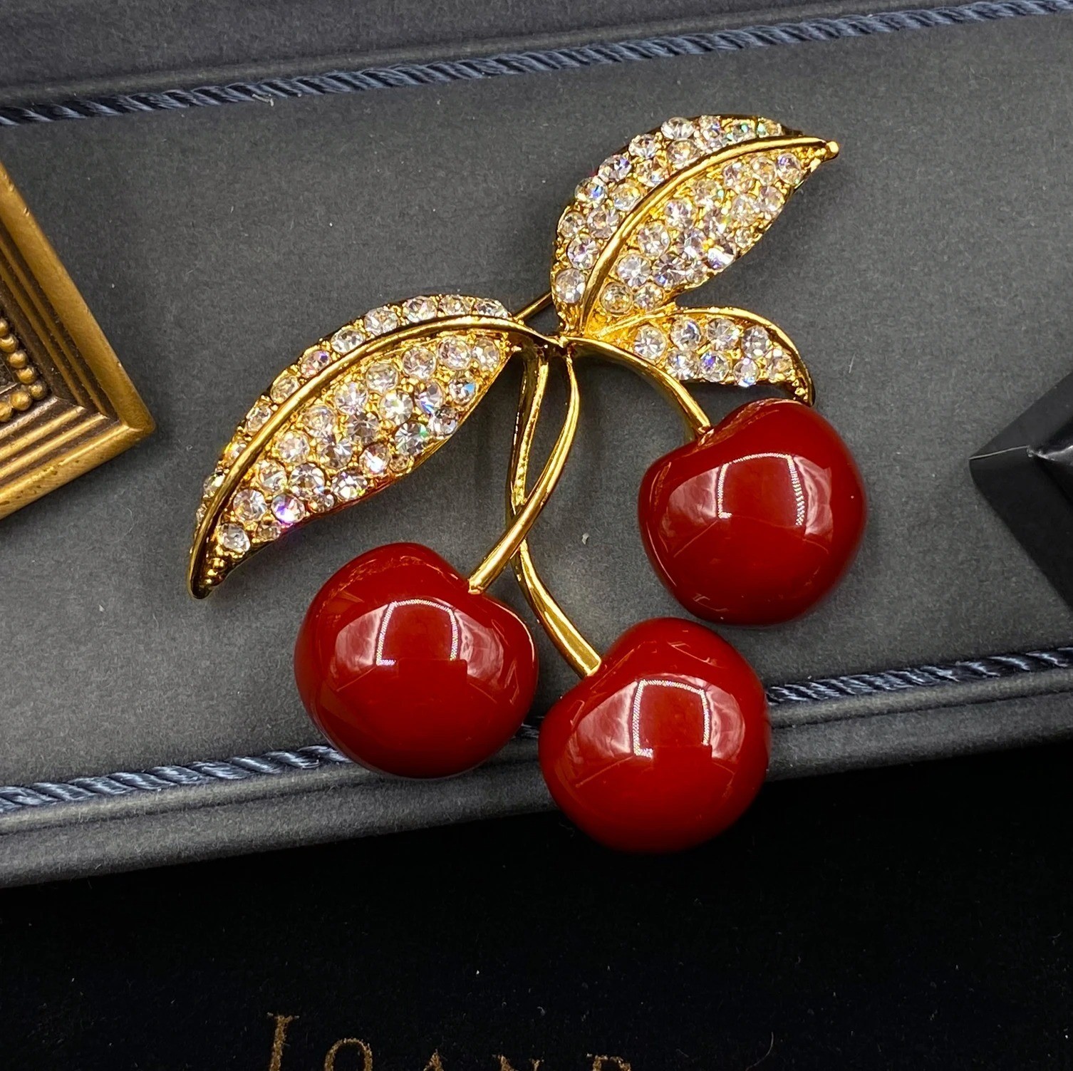 Vintage Red Cherry Brooch Sparkling Crystal Red Cherry Pin Vintage Red Cherry Brooch Sparkling Crystal Red Cherry Pin