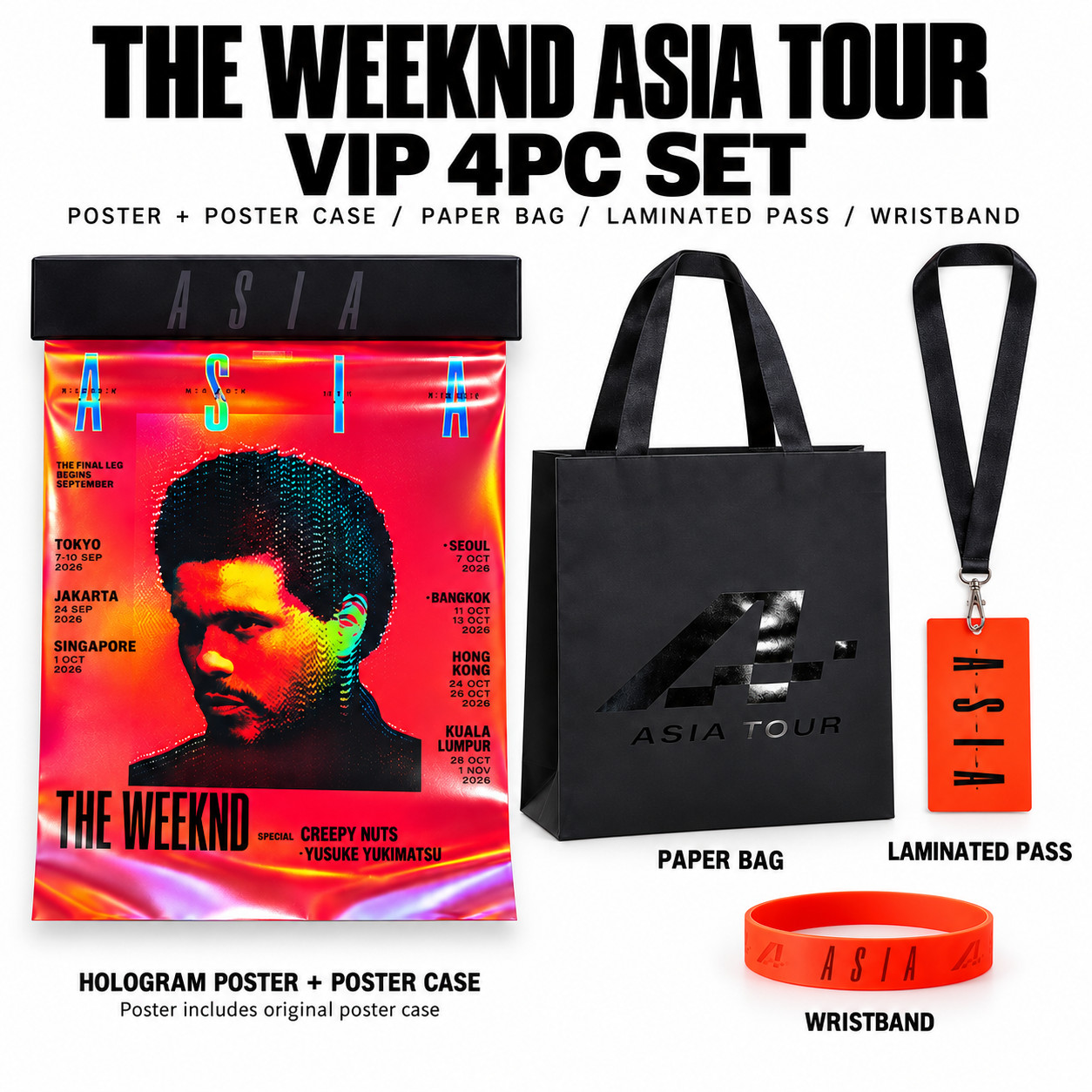 The Weeknd After Hours Til Dawn Tour 2026 Exclusive VIP Merchandise 4pc Set