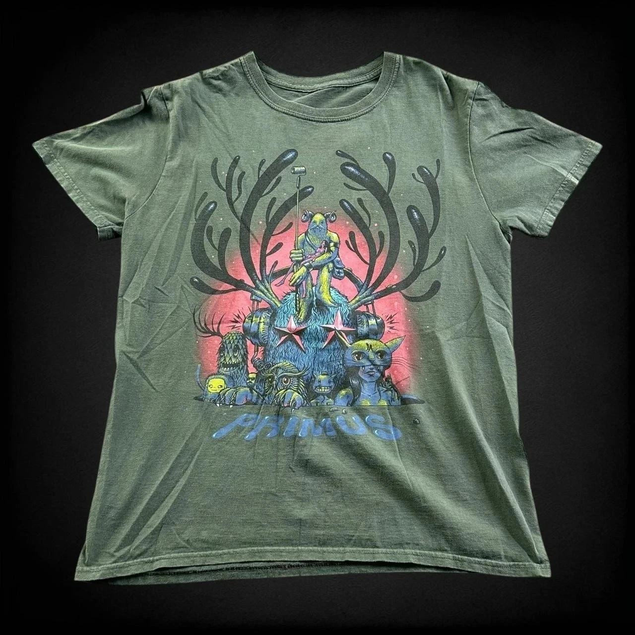 Primus 2012 short sleeve classic military green color Unisex T shirt