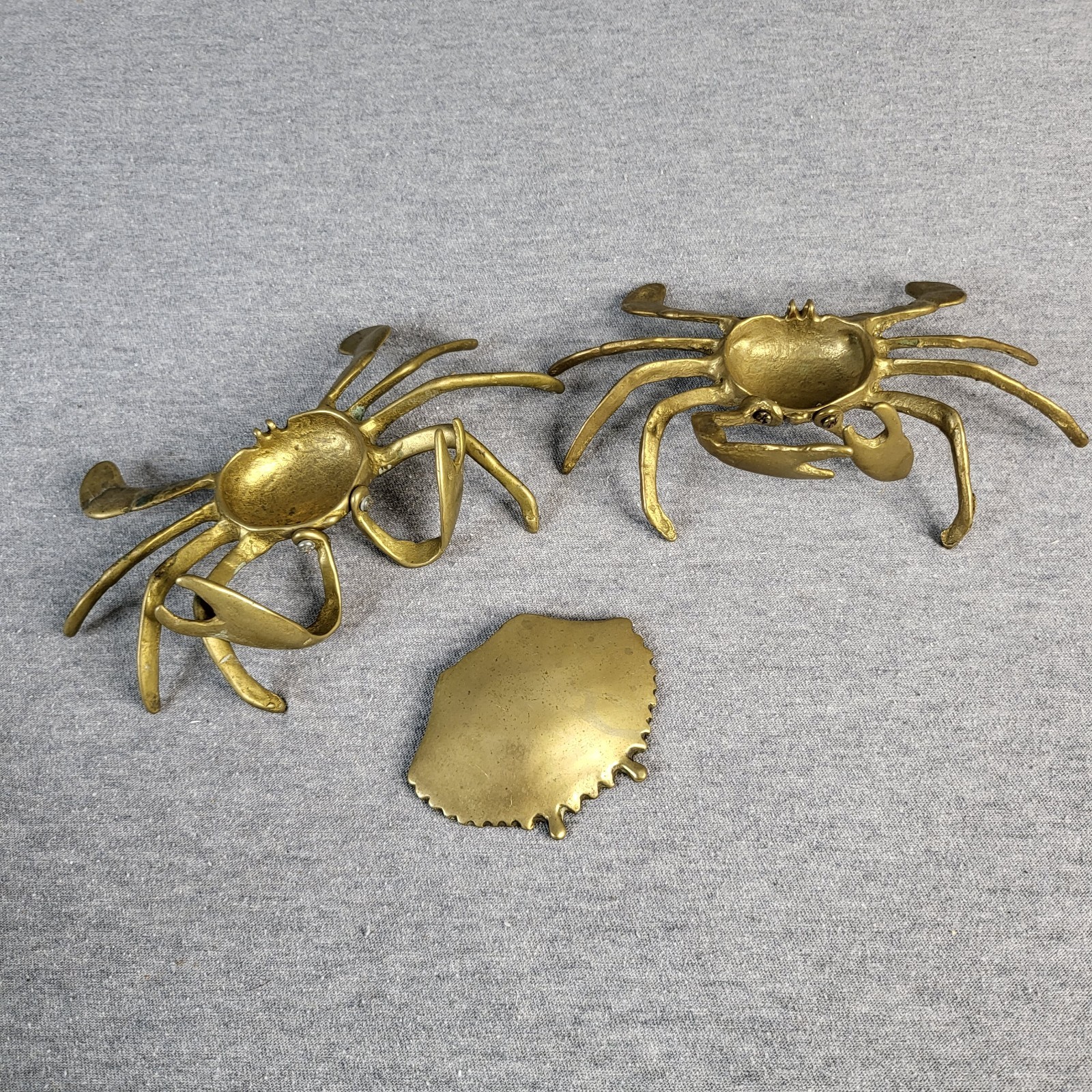 Vintage Brass Crab Figurines Pair 6.5\