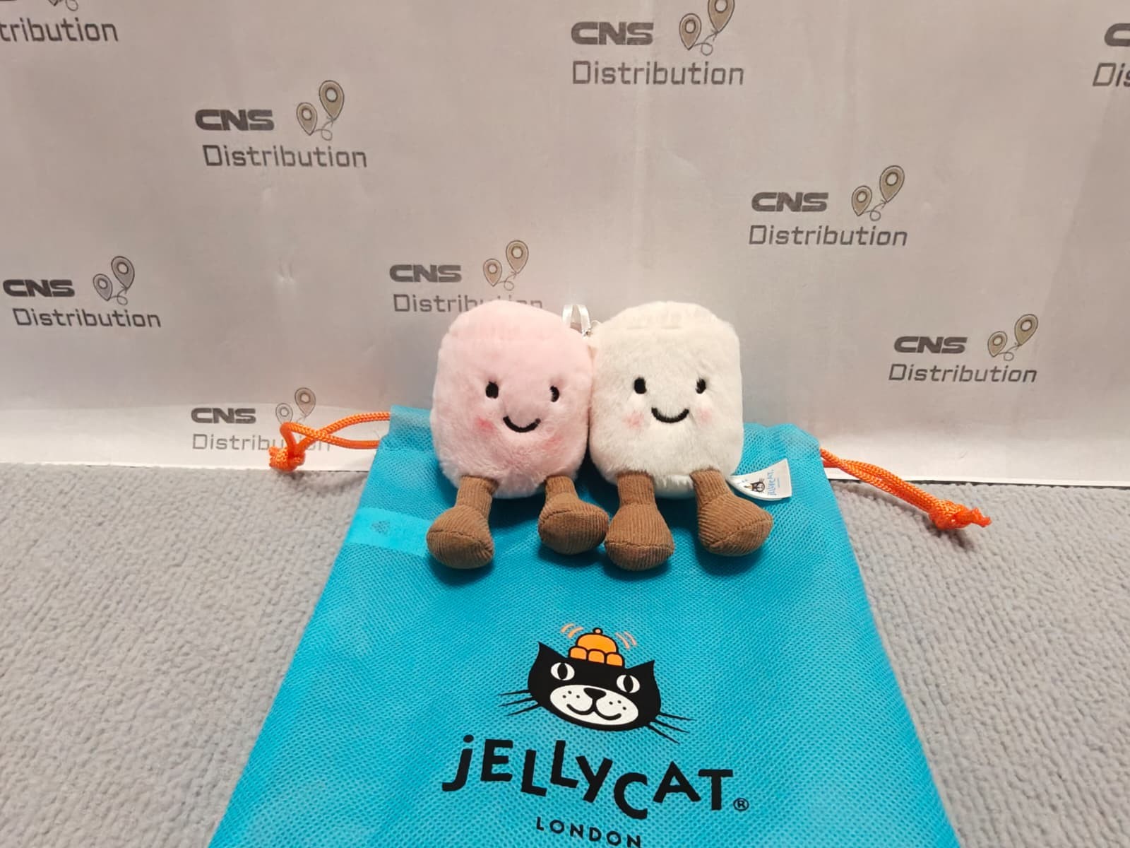 JELLYCAT FLUFFY AMUSEABLES pair MARSHMALLOWS BAG CHARM US STOCK & SHIP JC9