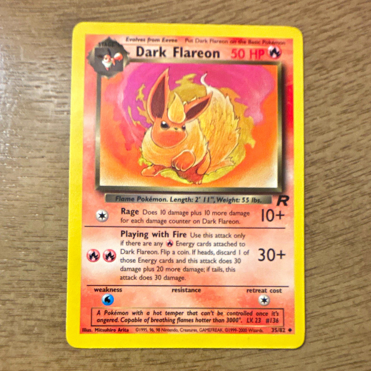 Pokemon TCG Dark Flareon 35/82 Team Rocket Uncommon Regular EN 2000 50HP 1st