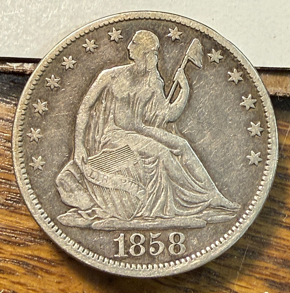 1858 Seated Liberty Half Dollar Nice Original VF CHRC