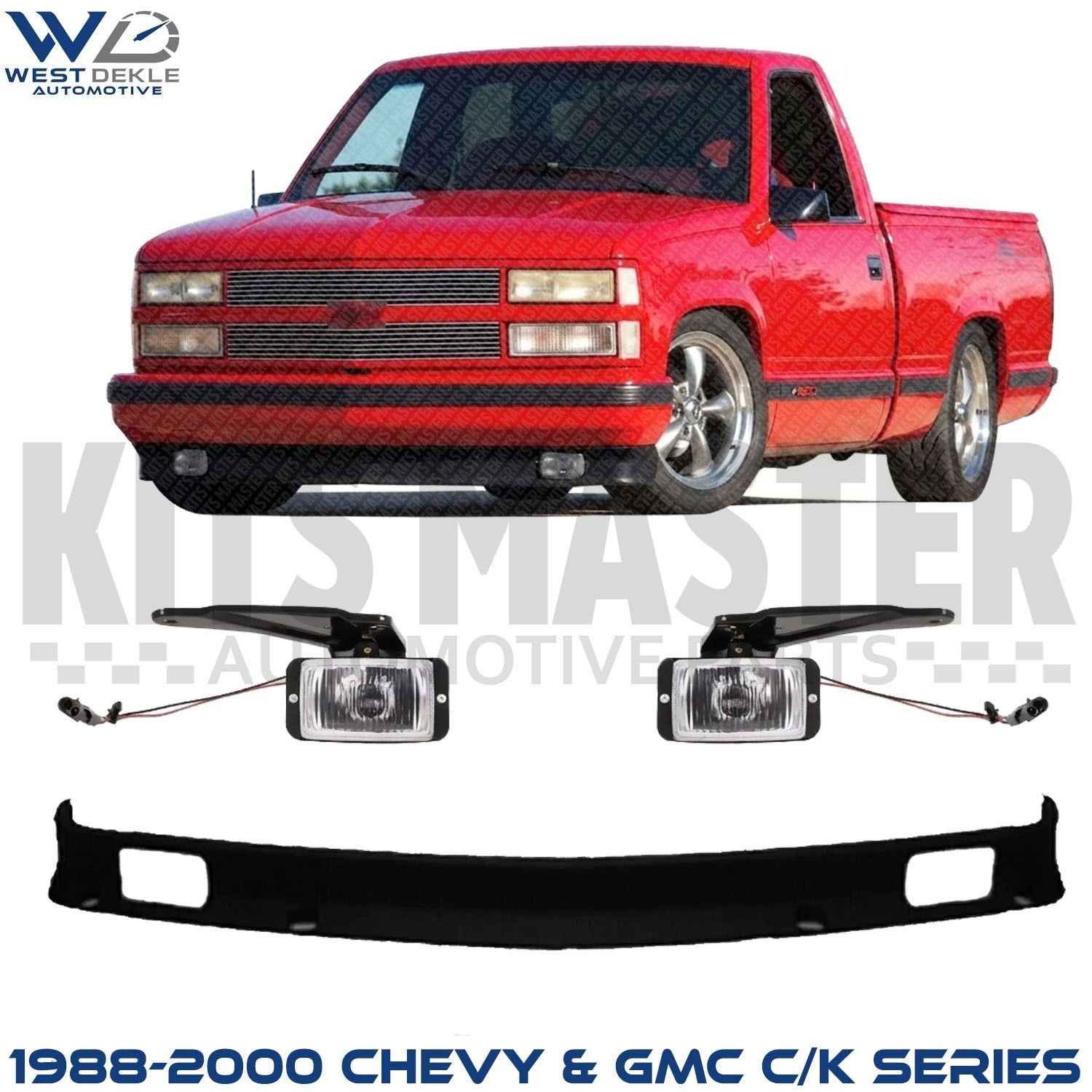 Front Bumper Lower Valance w/ Fog Light For 1988-2000 Chevy & GMC C/K Series