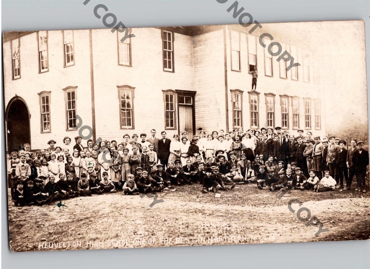 c1910 HEUVELTON High School Children St Lawrence County New York NY RPPC Photo