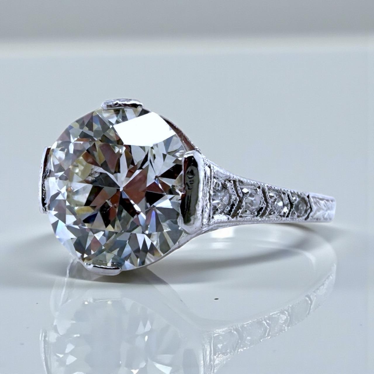 Vintage 3.01 Carat Old European Cut Diamond Solitaire Engagement Ring GIA