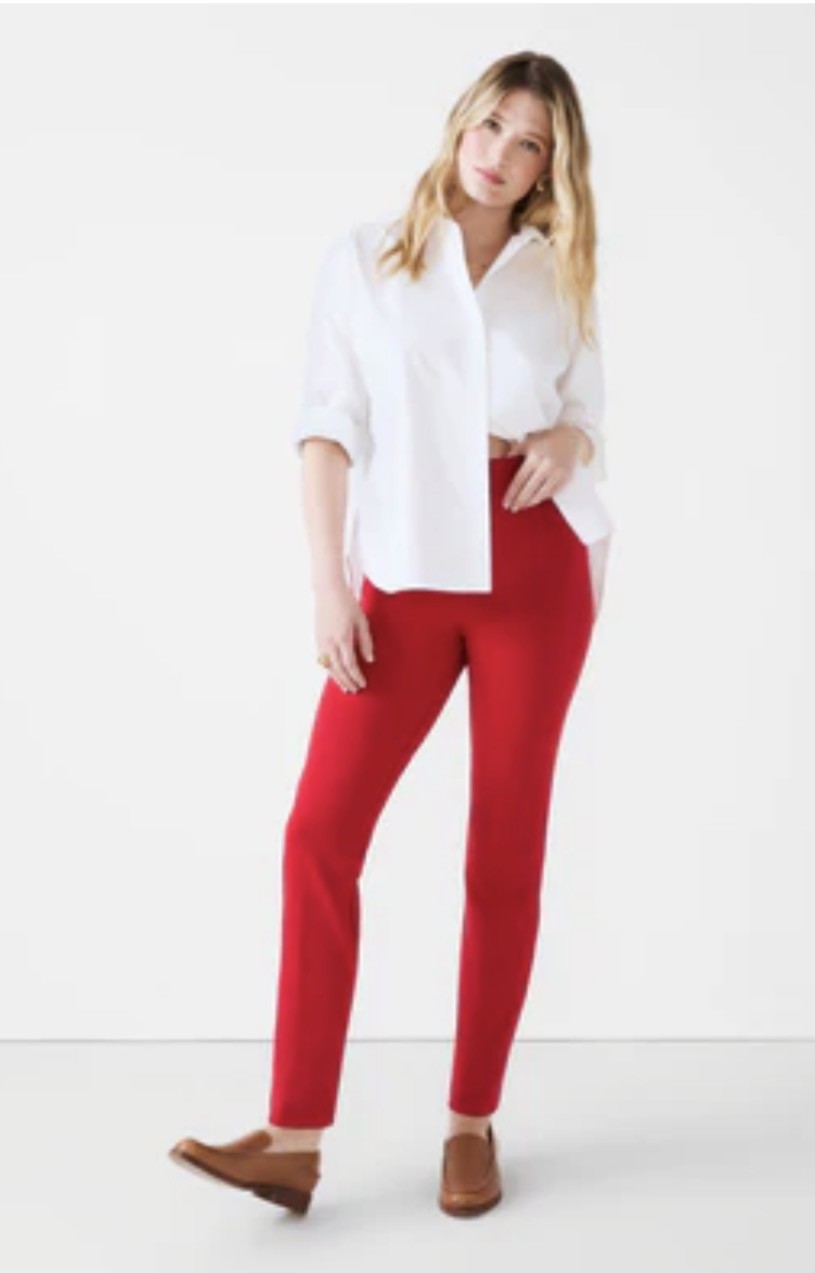 SPANX -The Perfect Ponte Slim Straight Pant -In True Red  -Sz. L  # 20254R -NWT