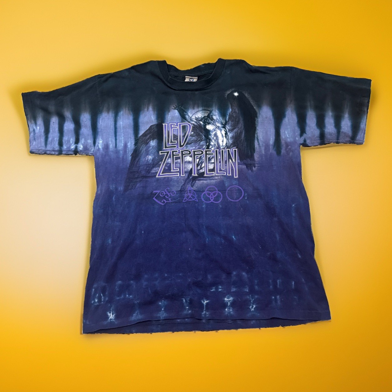 VTG USA Liquid Blue 90’s Led Zeppelin Tie Dye Shirt (XL) Icarus Angel Rock Band