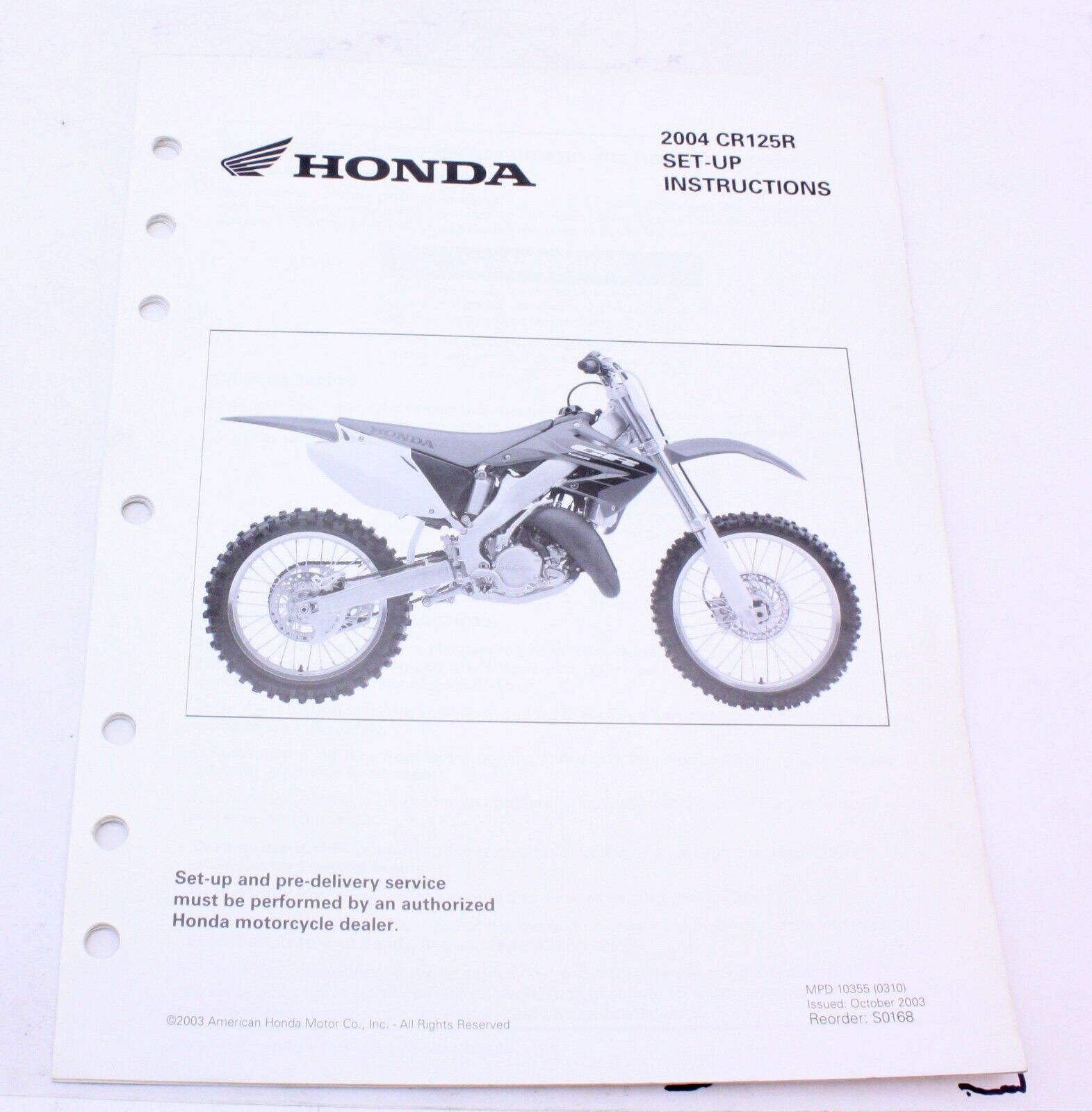 Official Original Honda 2004 CR125R Setup Instructions + Wiring Diagram