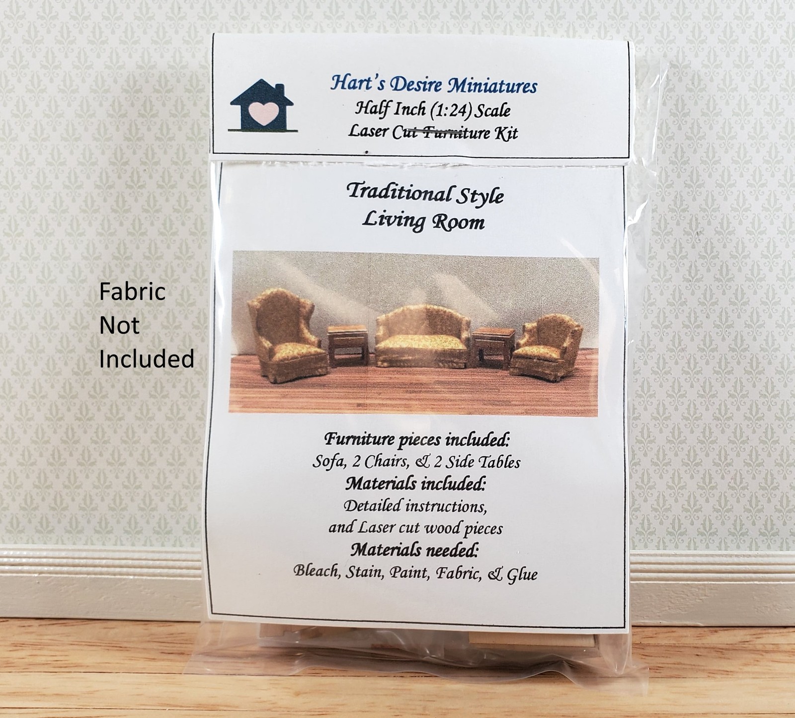 Dollhouse HALF SCALE Furniture Kit DIY Living Room Set Traditional 1:24 Sofa+