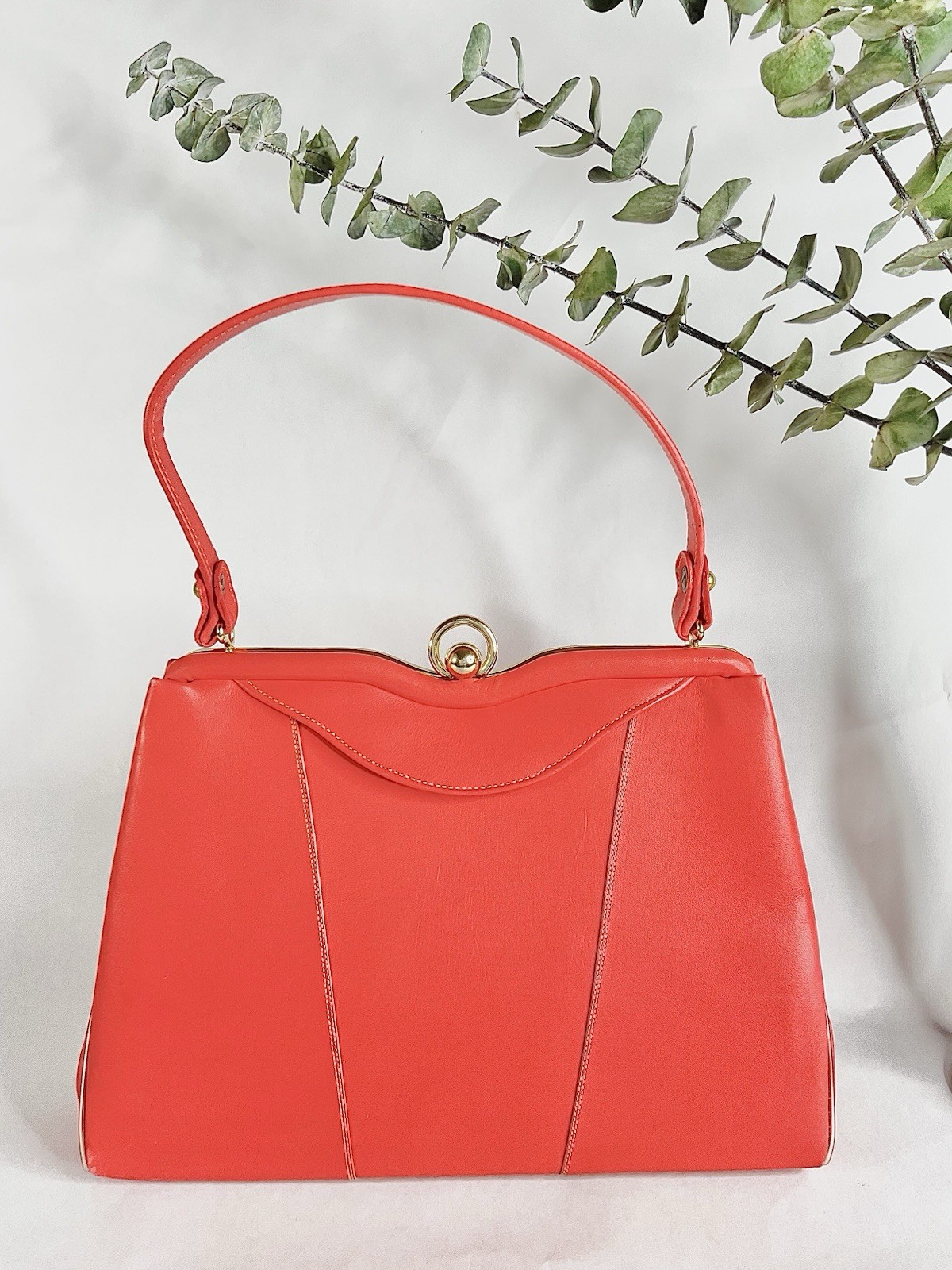 1950s 1960s Stylecraft Miami Salmon Vinyl Handbag, Vtg 50s 60s Purse, Rockabilly