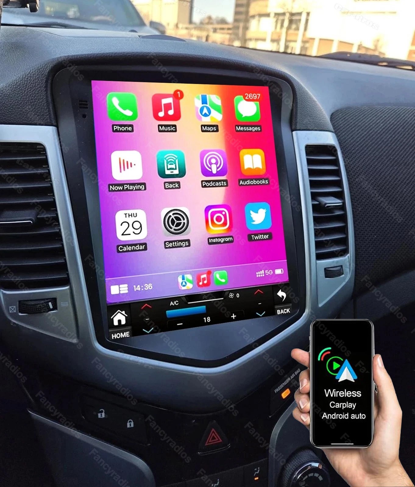 Apple Carplay For Chevy Cruze 2009-2015 Android 15.0 GPS Car Radio Stereo WIFI