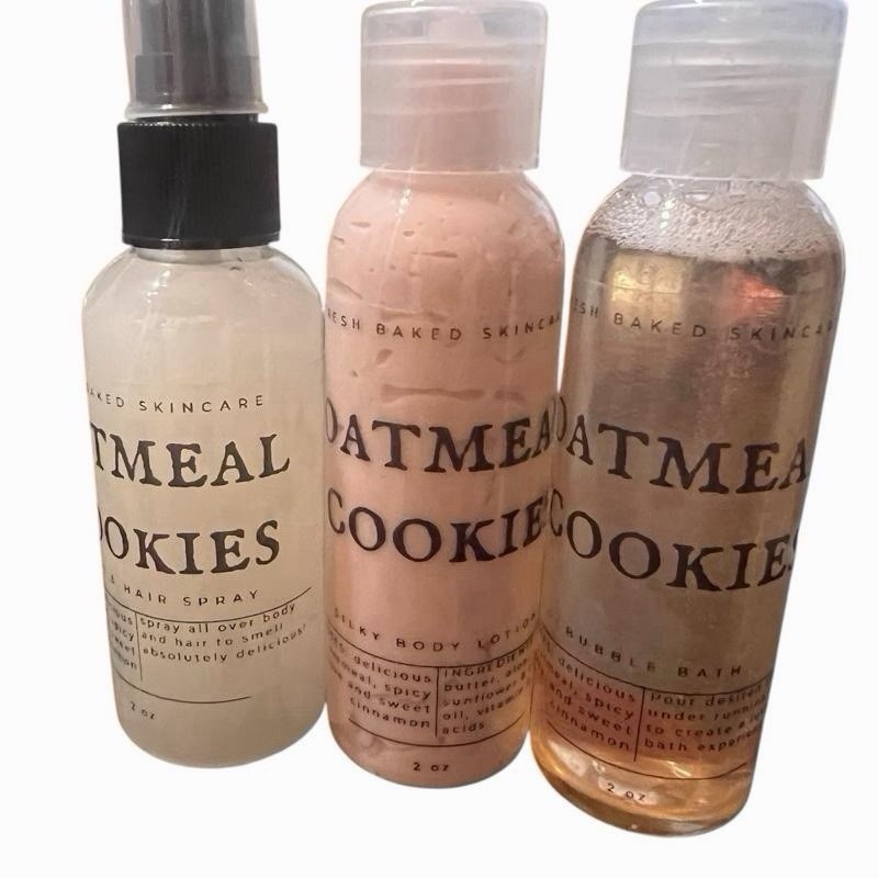 Oatmeal Cookies  Travel Size 3pc Set: Body  Spray, Lotion, Bubble Bath