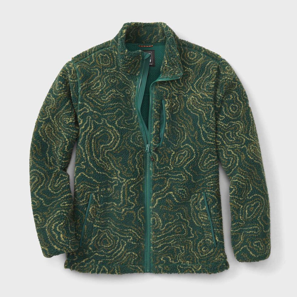 Duluth Men\'s AKHG Kindler Pile Fleece Full Zip Jacket, Peninsula Green Multi