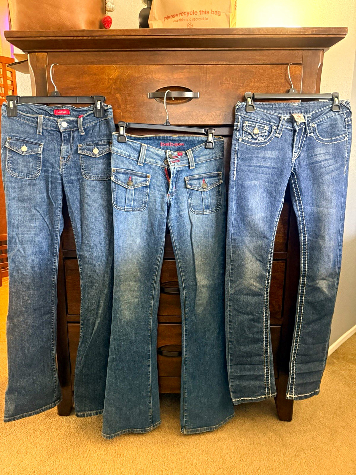 Bebe and true religion Size 25 lot of 3 jeans