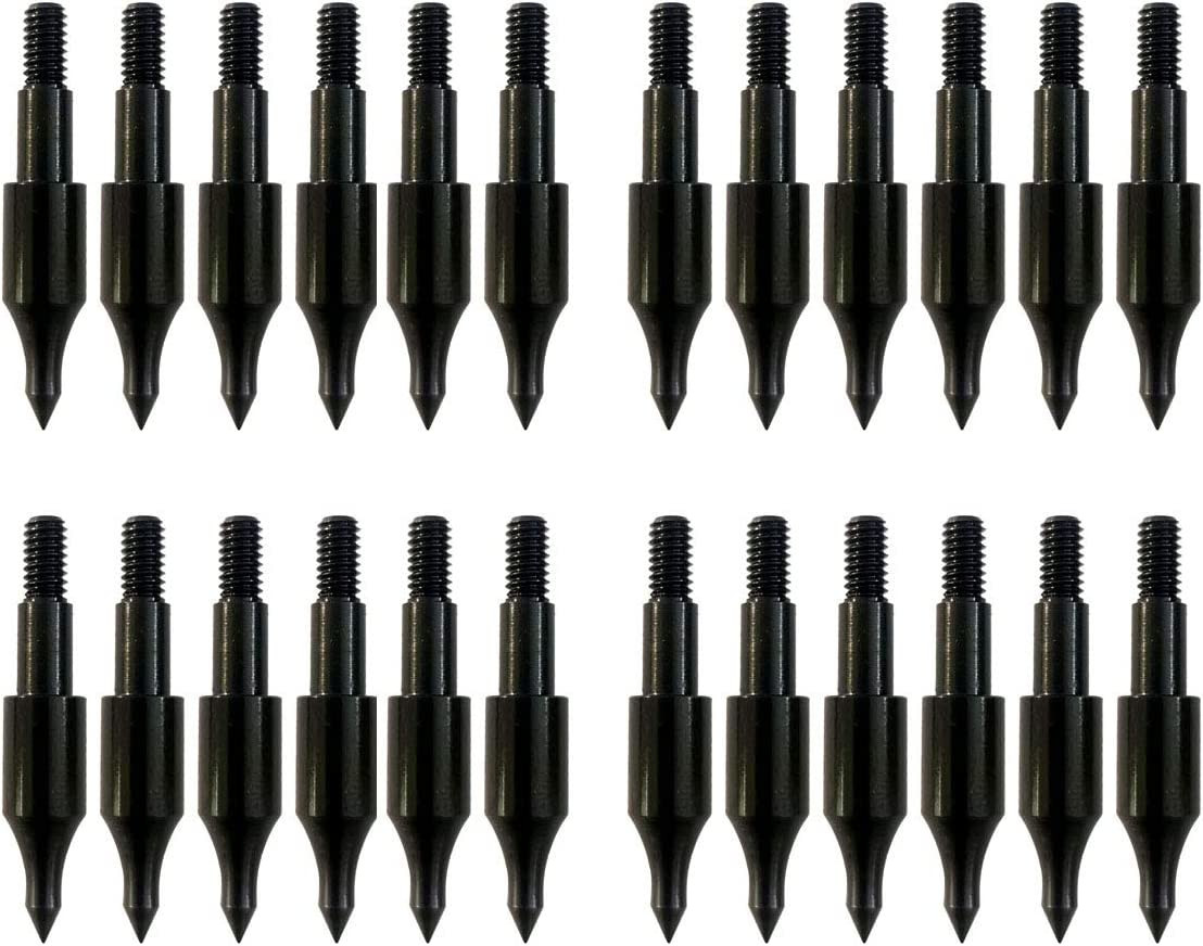 24 Pcs 100 Grain Steel Archery Arrow Field Points Screw In Tips For Bows Crossbo