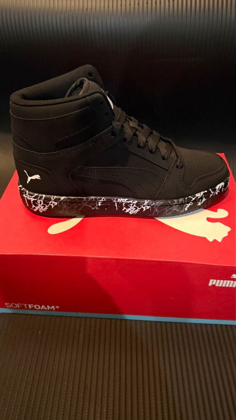 PUMA Rebound Layup Black Mid Top Lace-Up Men’s Athletic Sneaker 395114 01 NIB