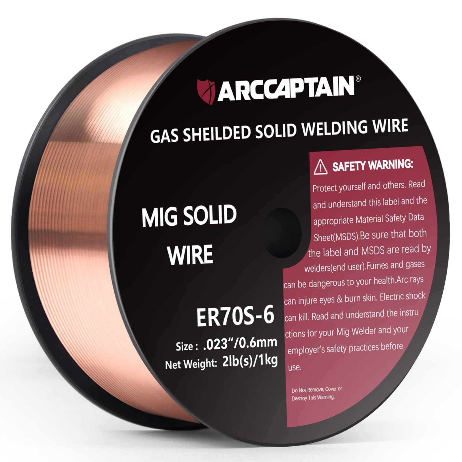 ARCCAPTAIN MIG Solid Welding Wire AWS ER70S-6 2Lbs Low Splatter MIG Welding Wire