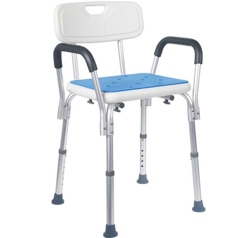 Shower Chair with Arms and Back, Heavy Duty Seat, Arms Adjustable Height-300lbs