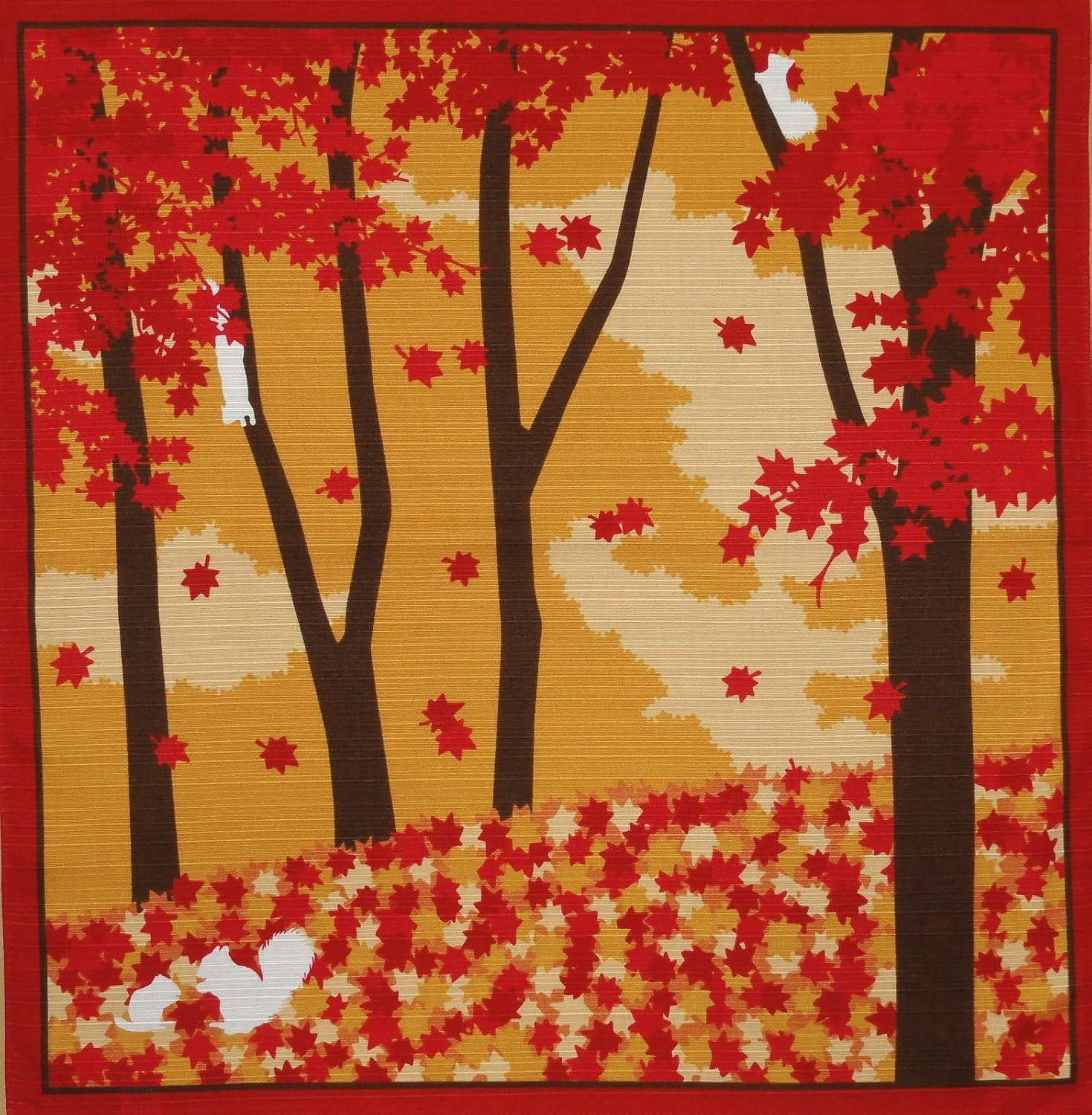 Furoshiki Wrapping Cloth Squirrels and Maple Leaves Motif Japanese Fabric 50Cm Furoshiki Wrapping Cloth Squirrels and Maple Leaves Motif Japanese Fabric 50Cm