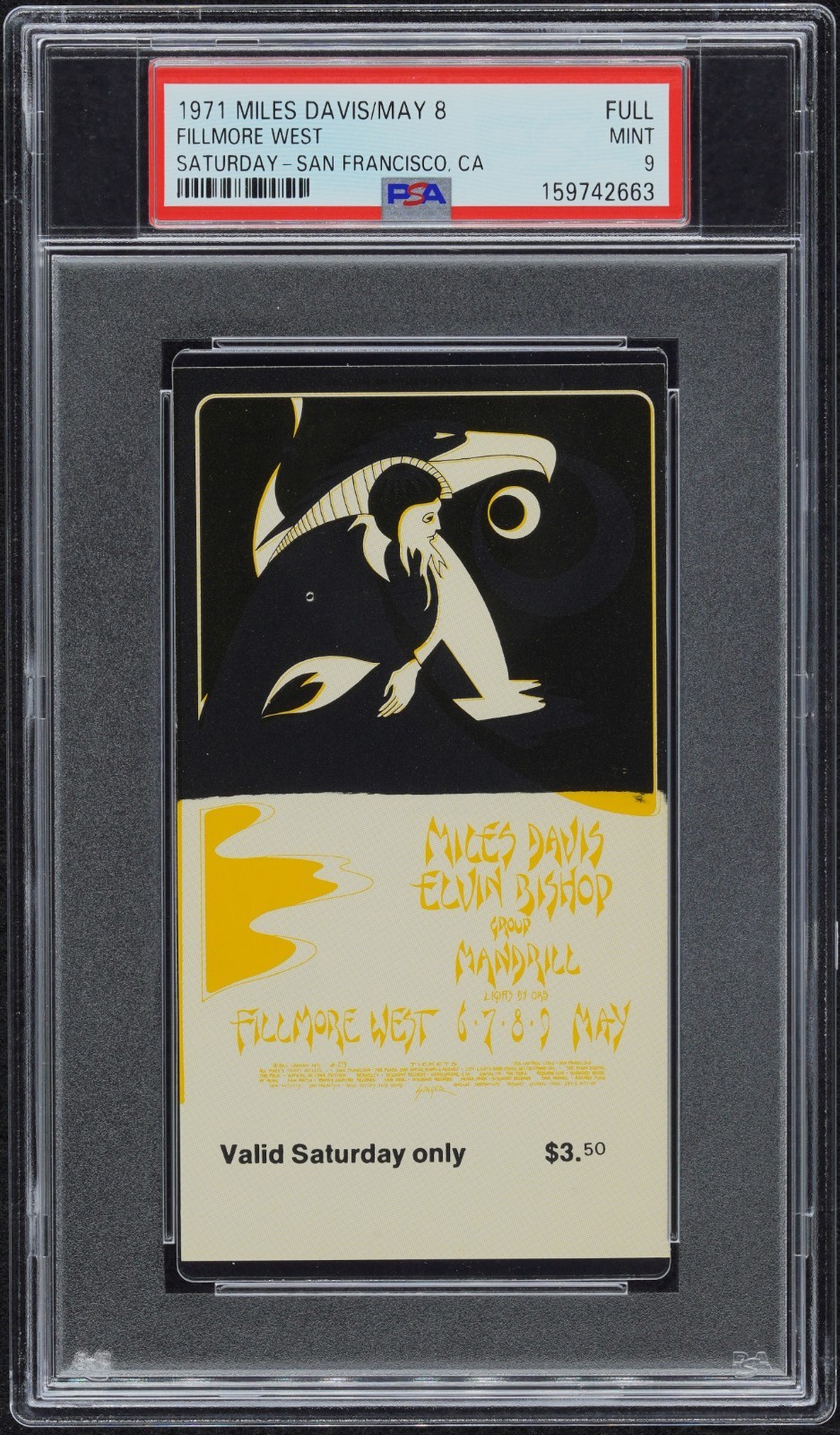 1971 Miles Davis • FILLMORE San Francisco • PSA 9 MINT Highest grade