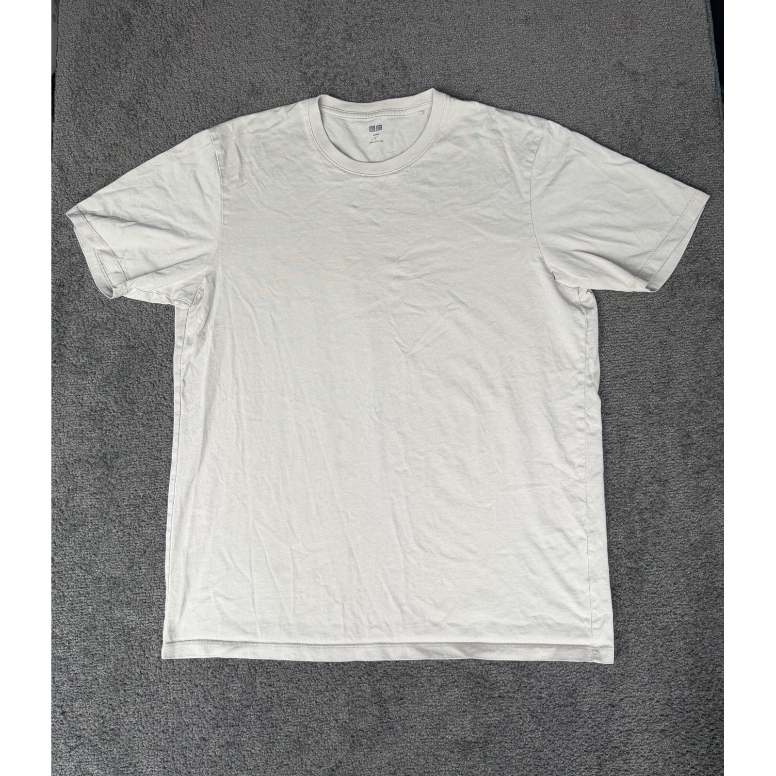Uniqlo Supima Cotton Crew Neck T-Shirt Mens Large Beige 341-465494 Short Sleeve