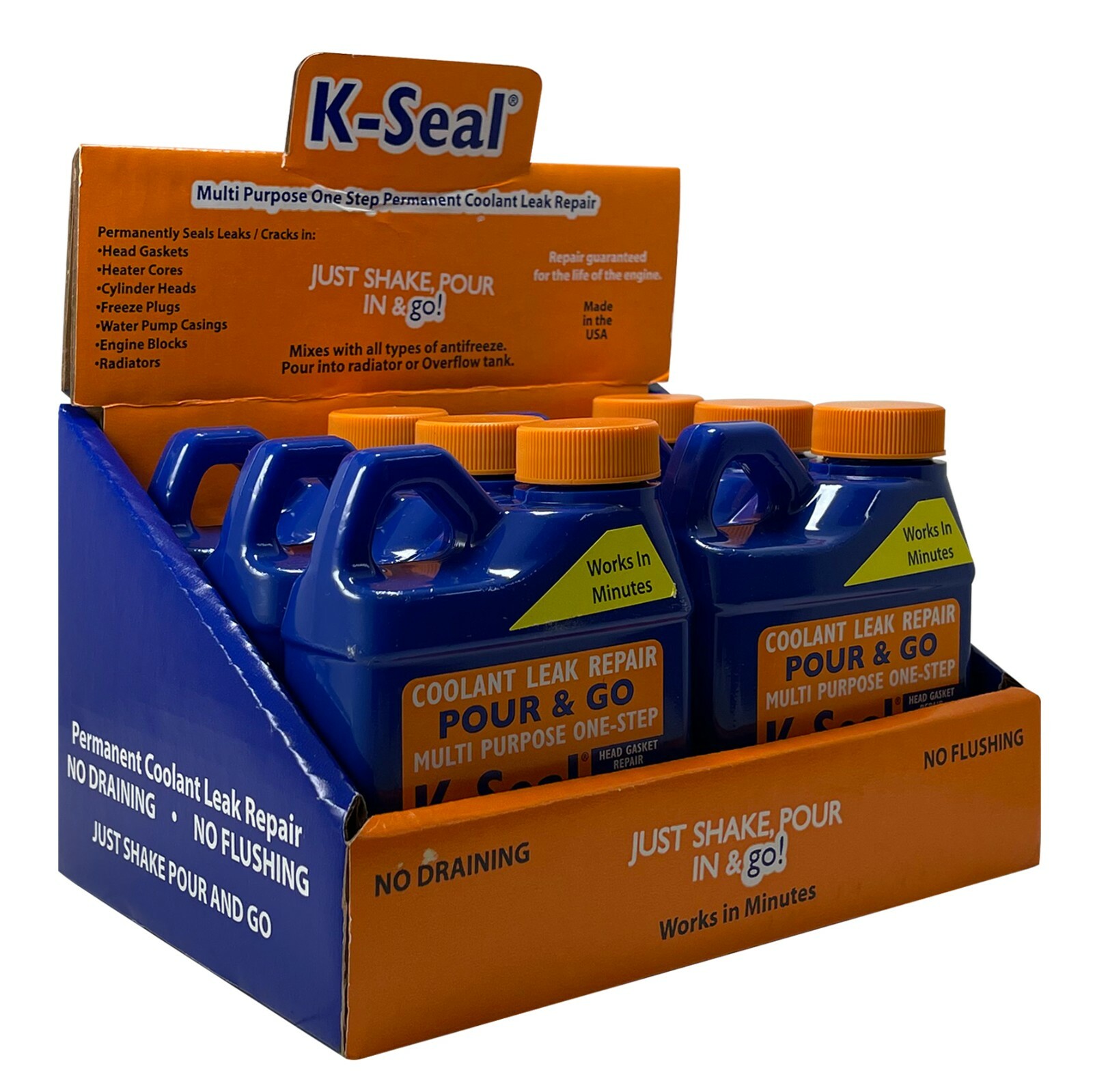 K-Seal Multi Purpose Permanent Coolant Leak Repair 8 oz Gasket Radiator - 6 Pack