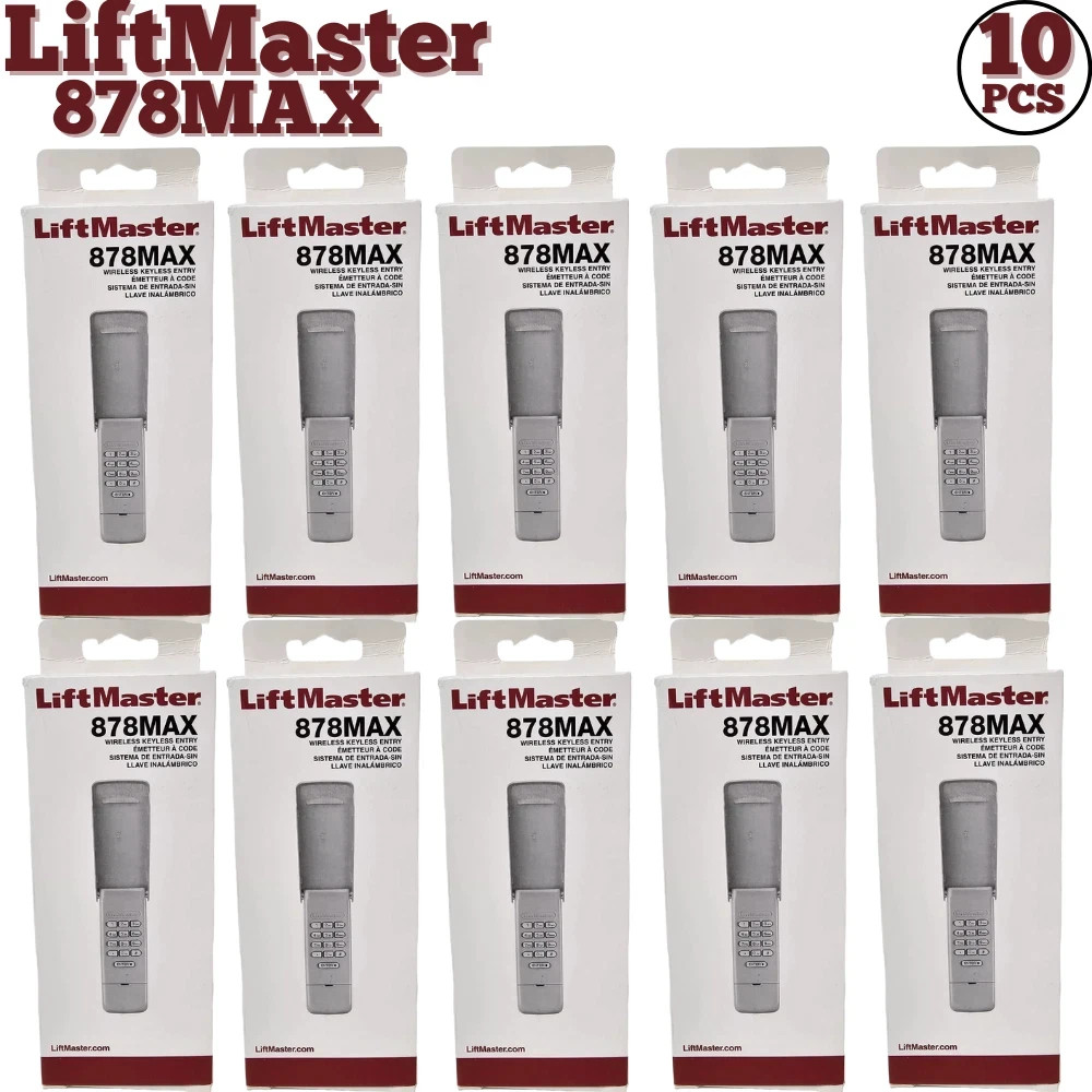 10 Pack LiftMaster 878MAX Wireless Keypad Remote Security+ 2.0 Garage Opener
