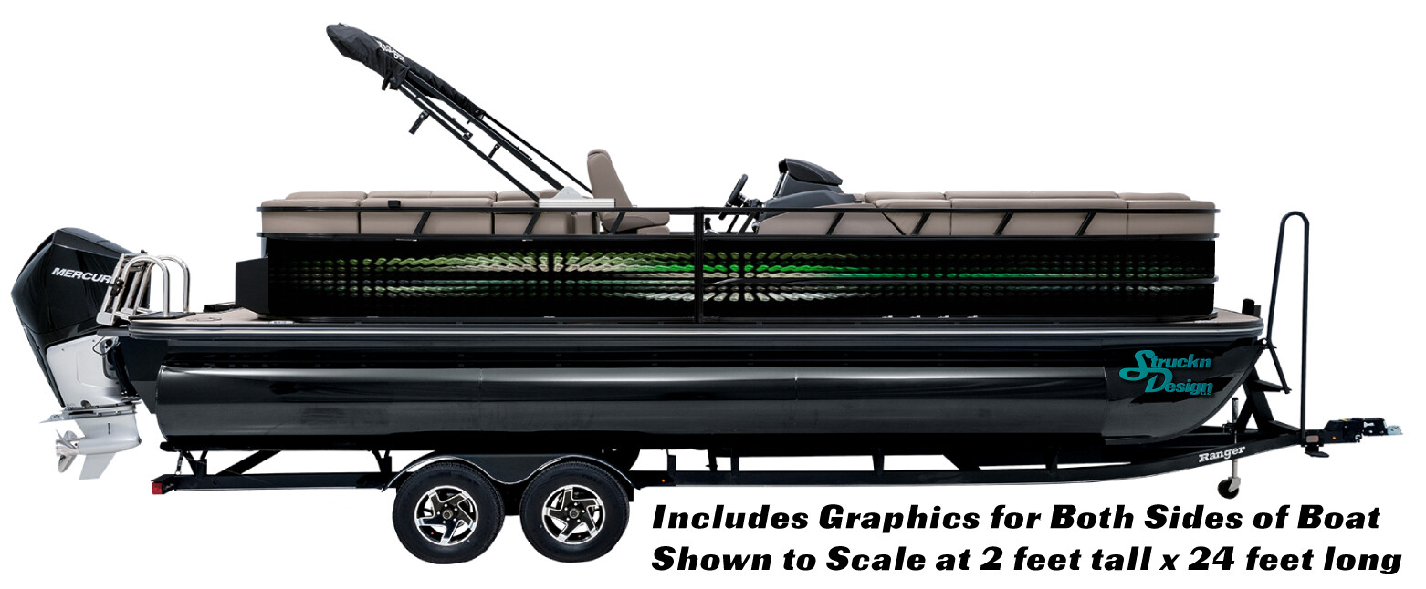 Abstract Green White Black 3D Glass Wrap Kit Decal Fishing Boat Vinyl Pontoon US