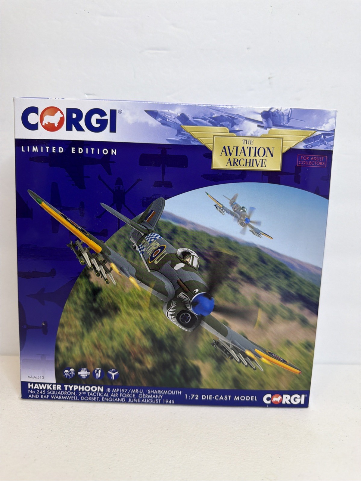 Corgi 1:72 Hawker Typhoon IB MP197 / MR-U Sharkmouth 1945 AA36513