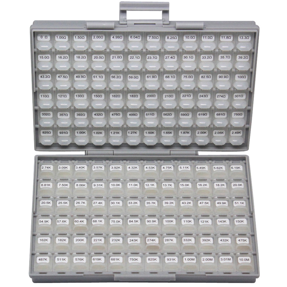 AideTek SMD 0402 Size 1% 144 value 100pcs Resistor kit in BOX-ALL Organizer