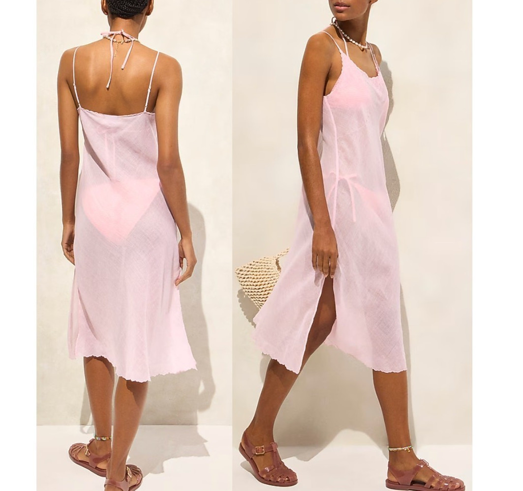 J Crew NWT $148 Embroidered 1930\'s Style Slip Dress Nightgown in Ramie | Sz XL