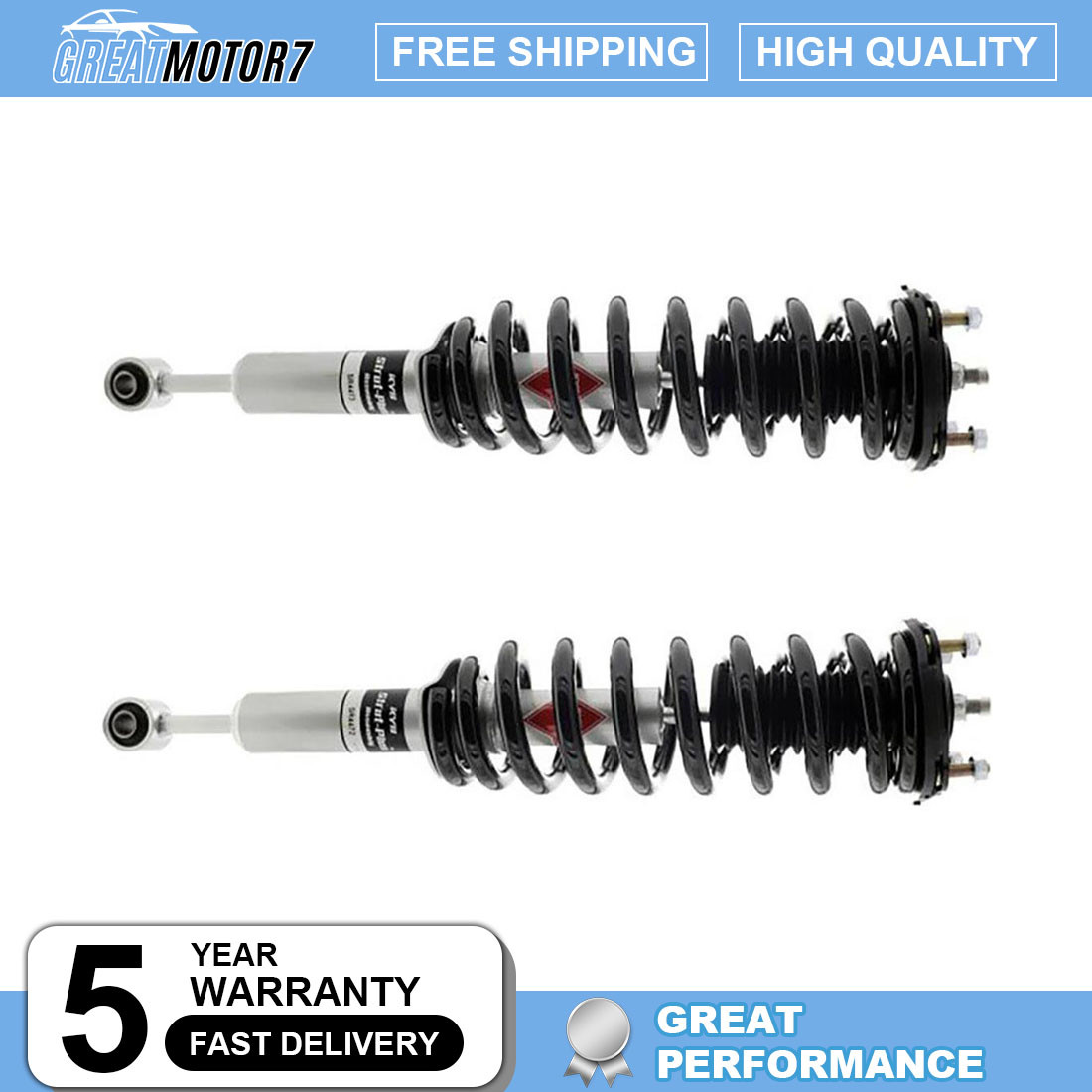 KYB Par set of 2 Front Suspension Strut and Coil Spring Assemblies for Toyota