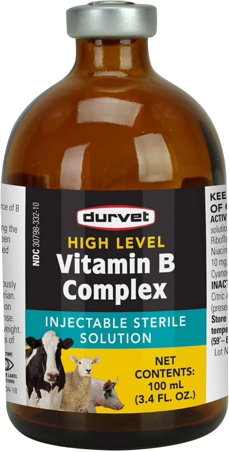 Durvet High-Level Livestock B Complex Vitamin Injectable Solution 100mL Durvet High-Level Livestock B Complex Vitamin Injectable Solution 100mL