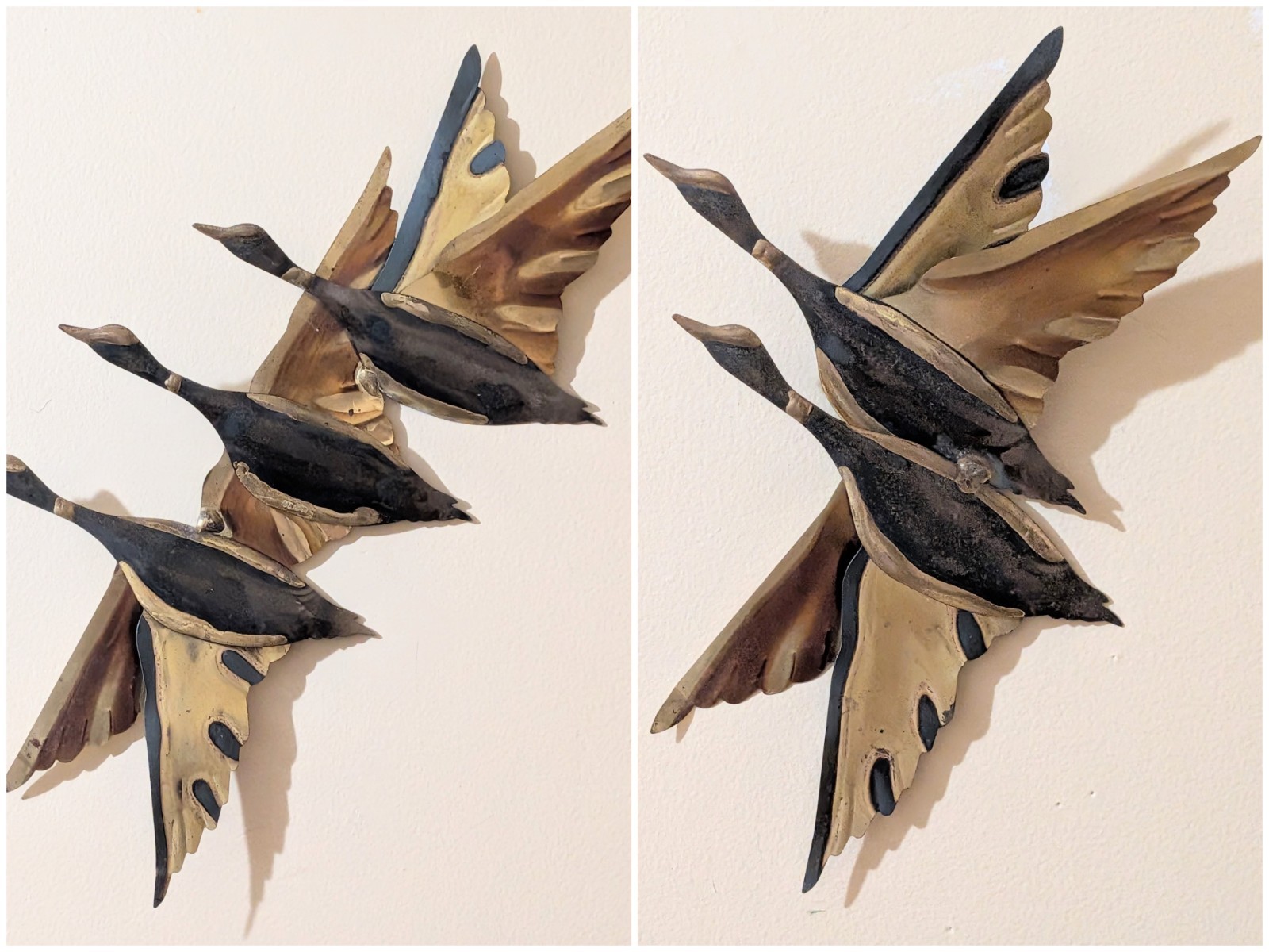 Vintage 60s Metal Wall Art Flying Geese Mid Century Modern MCM - Set of 2/5