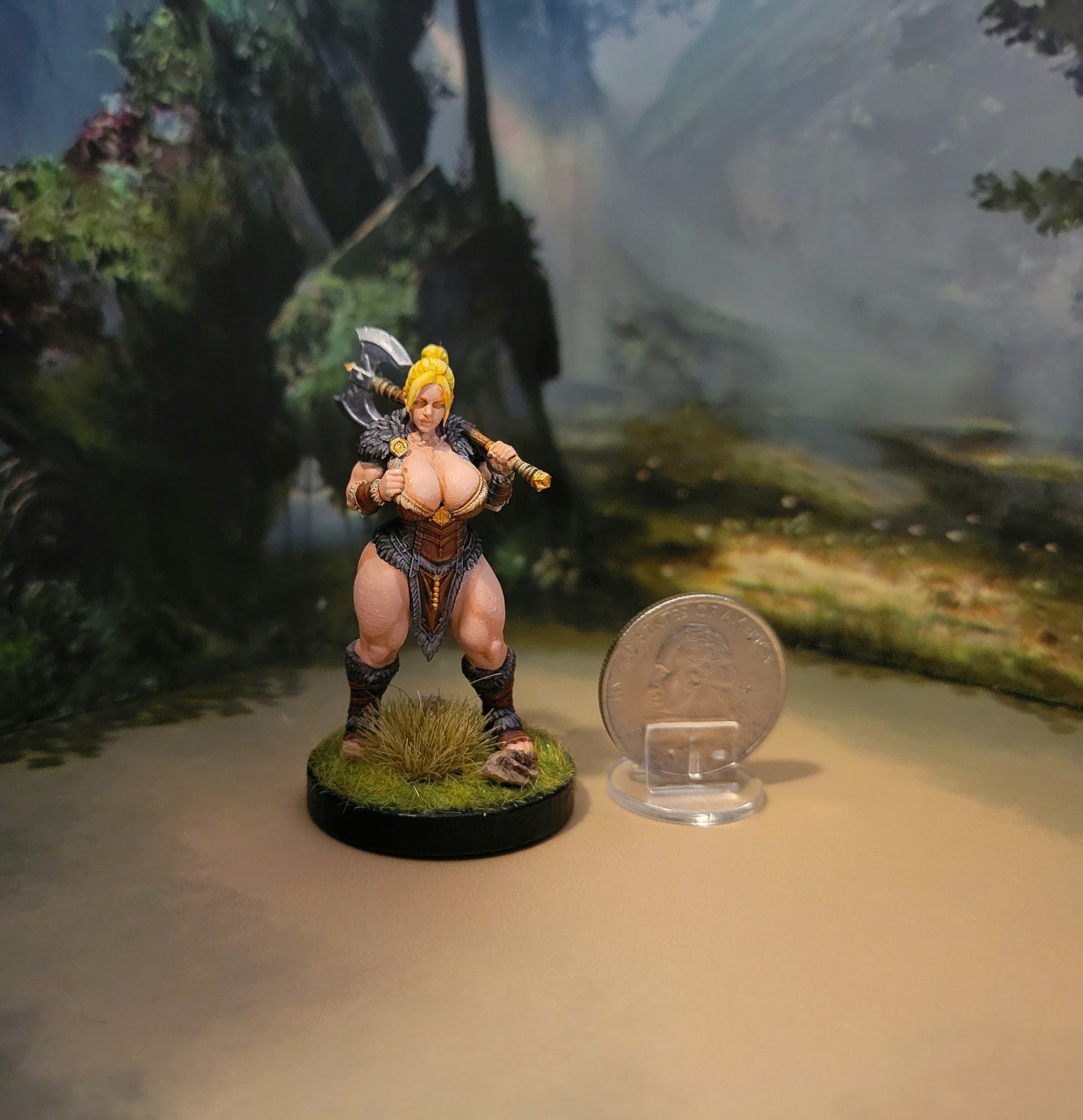 Custom Dungeons & Dragons Painted Female Barbarian Warrior Miniature D&D DnD