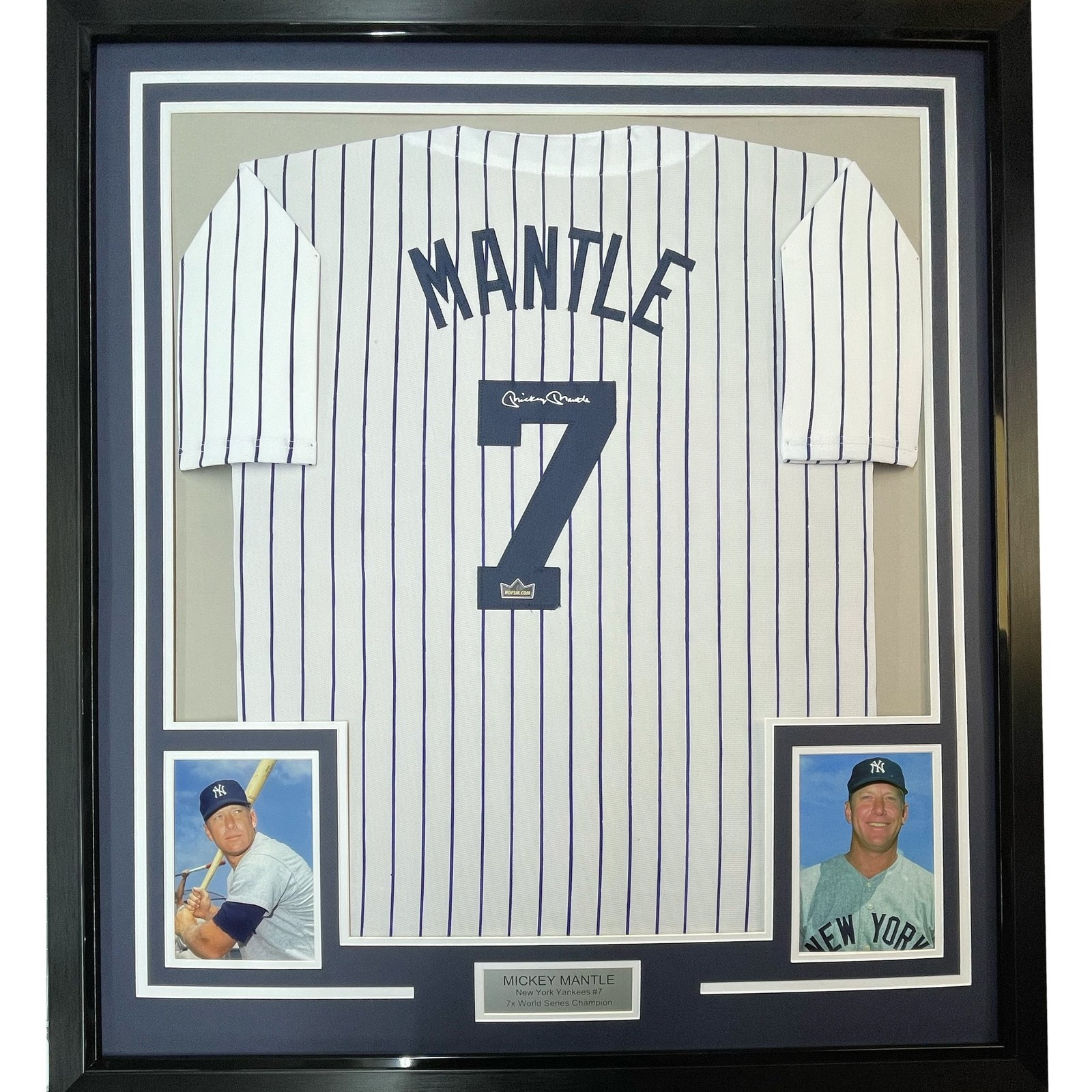 Framed Facsimile Autographed Mickey Mantle 35x39 Reprint Laser Auto Jersey