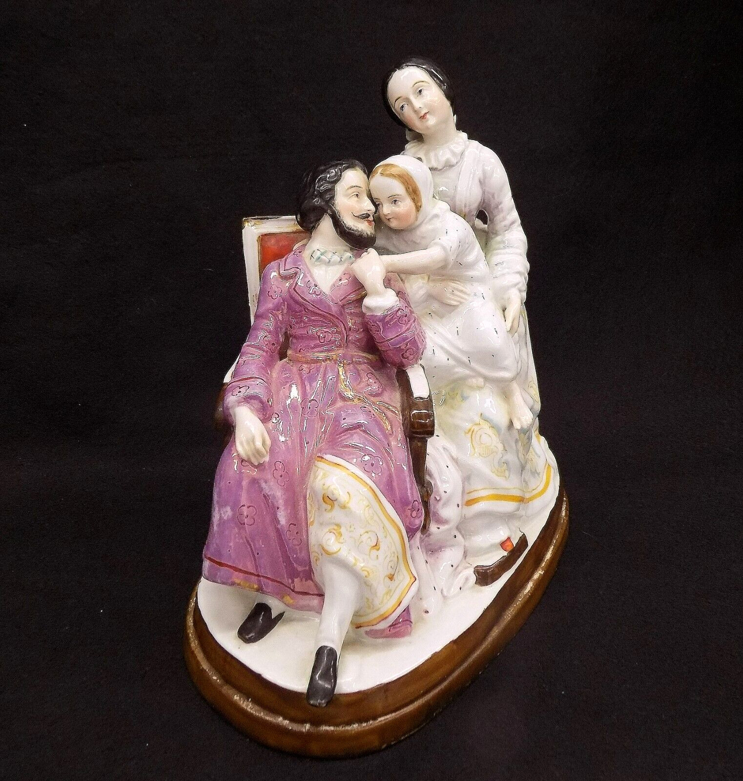 Superb 19th Century French Hand Painted Porcelain Figural Topped Inkwell