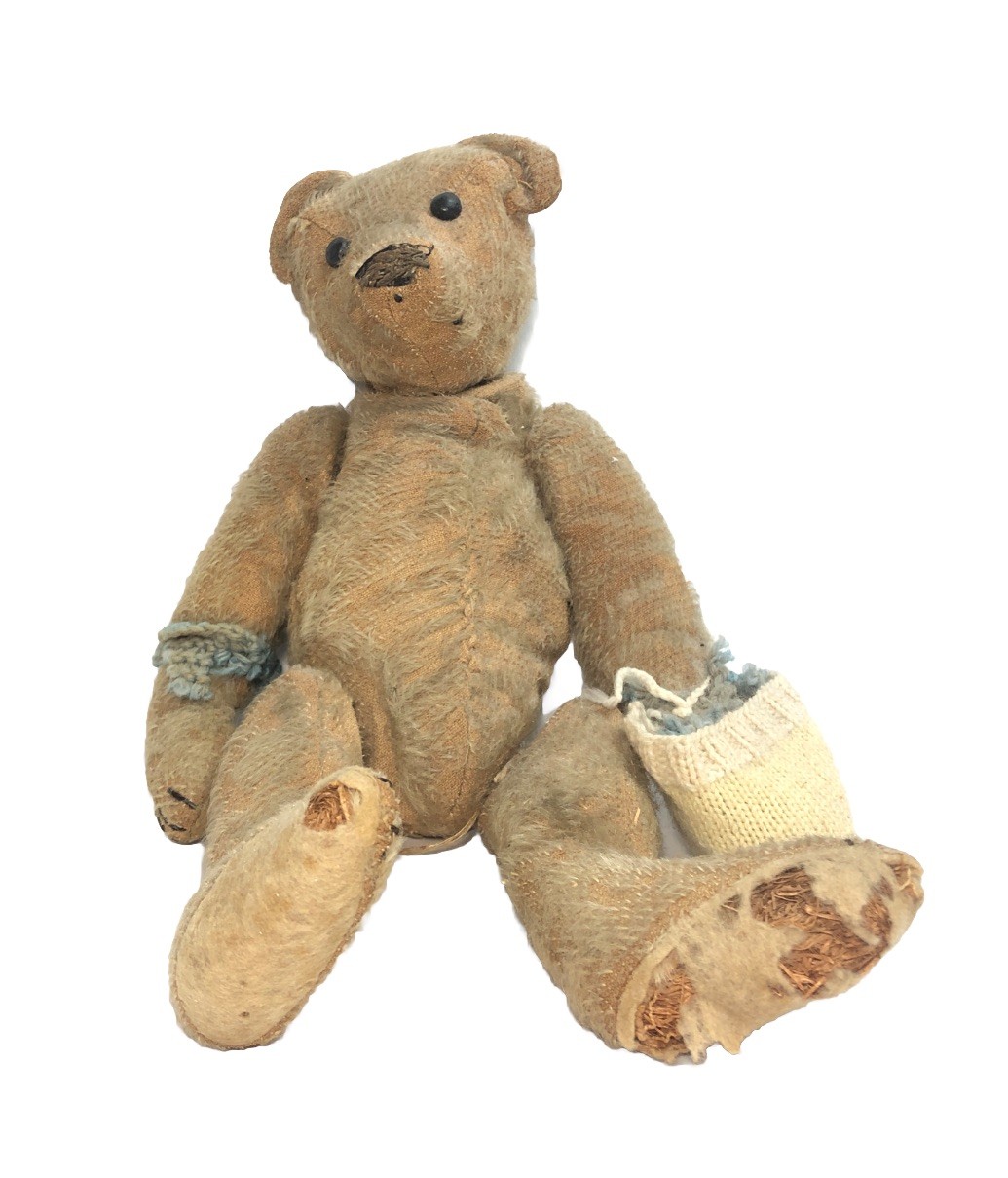 RARE Early ANTIQUE C 1900s STEIFF Teddy BEAR-13” Mohair. Rough Condition.
