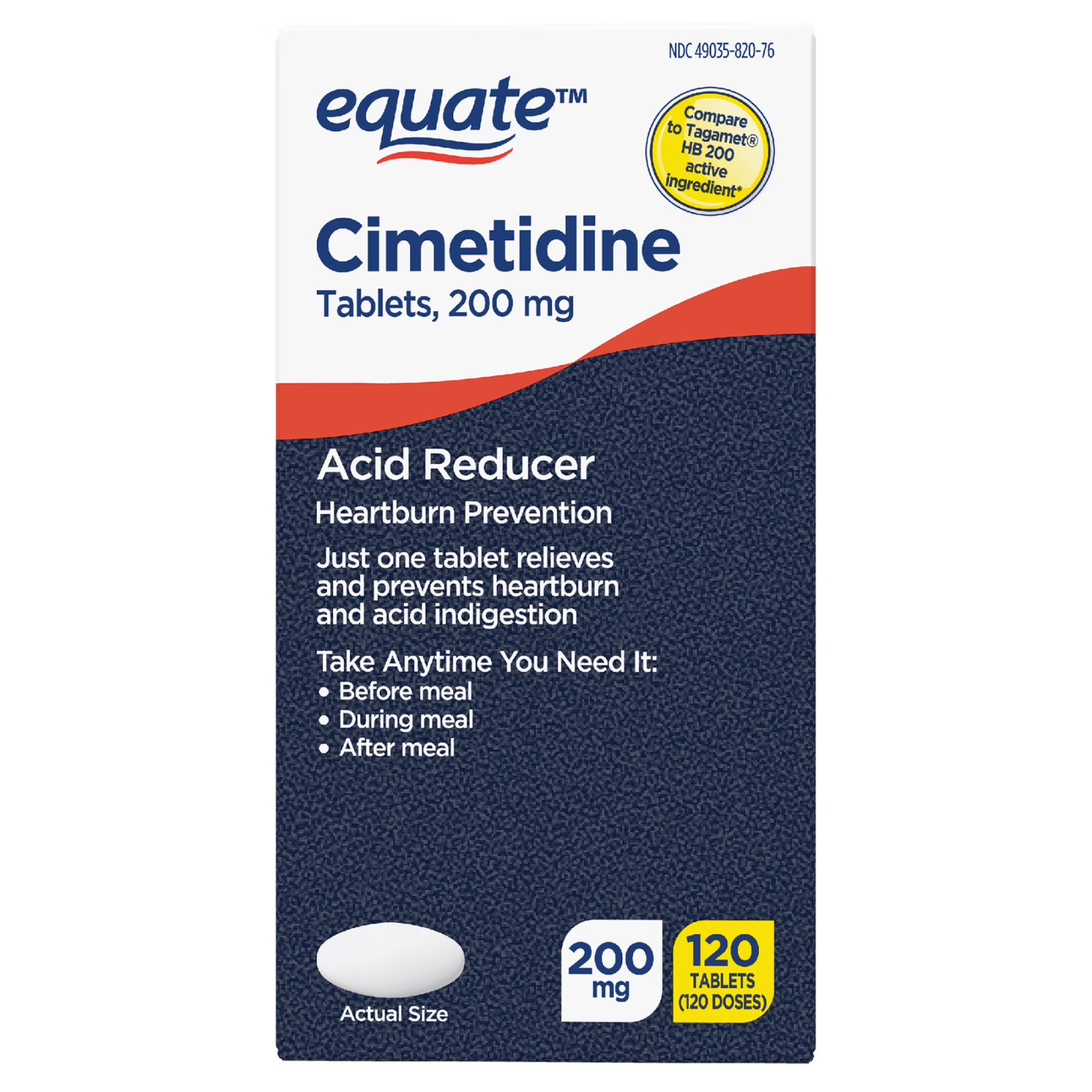 Equate Cimetidine 200mg Acid Reducer 120ct Compare to Tagamet HB 200 Ingredient